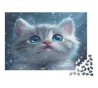 Gattino Jigsaw Puzzle Impossible 1000Pcs Big Occhi azzurri Decorazione Per La Casa. Giochi Rilassamento E Intelligence Per Adulti E Bambini Da 12 Anni 1000pcs (75x50cm)