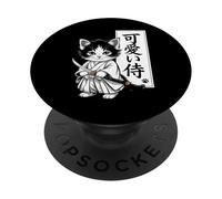 Gattino Kawaii Gatto Samurai - Kawaii Baby Neko PopSockets PopGrip Adesivo
