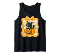 Gattino Nero in Zucca con Simpatici Fantasmi e Stelle Canotta