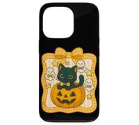Gattino nero in zucca con simpatici fantasmi e stelle Custodia per iPhone 13 Pro