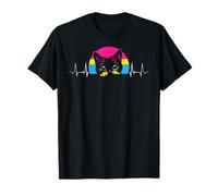 Gattino Pan con Cuore e Sfondo Bandiera Pride Maglietta