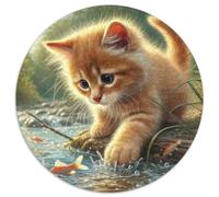 Gattino Puzzle 1000 Pezzi per Adulti Puzzle Rotondo Gioco Sulla Riva