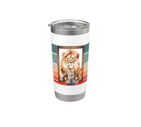 Gattino riflesso leone specchio percezione di sé forza Bicchiere termico in acciaio inox doppia parete