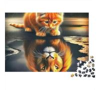 Gattino Riflesso Puzzle 1000 Pezzi Puzzle per Adulti Illusione Leone Gioco di Puzzle 1000 Pezzi Relax Interazione Famiglia 70x50cm/1000pcs