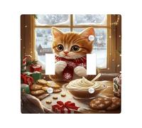 Gattino rosso a forma di gatto per feste di Natale, decorazione per le vacanze invernali per la casa, il soggiorno, dimensioni standard, doppio dondolo