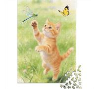 Gattino rosso che insegue una libellula Puzzle Paesaggio primaverile 1000 Pezzi Cartone Riciclato Da 14 Anni, Stimolante Svago, Idea Regalo Originale Per Ragazzi E Adulti 70x50cm/1000pcs