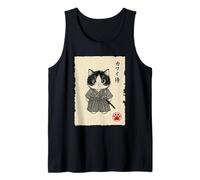 Gattino Samurai Arte Giapponese Sumi-e Kawaii Divertente Canotta