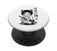 Gattino Samurai Gatto - Kawaii Baby Neko PopSockets PopGrip Adesivo