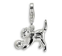 Gattino & Sfera Ciondolo .925 Argento Sterling 3D Click Su Amore La Vita
