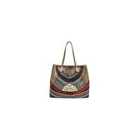 Borsa donna a spalla Gattinoni Planetarium Watercolor Beige Shopping con zip Grande Borse Shopper L