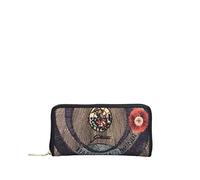 Portafoglio donna Gattinoni Planetarium Linea Maya Classico Nero portafoglio con zip Grande in tessuto nylon Wallet Portamonete Portacarte di credito