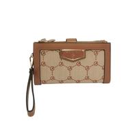 Gattinoni Roma Portafoglio Piccolo Donna in Ecopelle Cuoio e Tessuto Beige Stampa Logo con Polsiera
