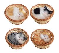 Gatto, 4 mini giocattoli per gatti per bambini, giocattolo per il pisolino per dormire nel cestino con suoni di miagolii per la scrivania dell'ufficio, giocattolo per bambini, ragazzi e ragazze, pe