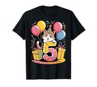 Gatto 5° compleanno per bambino bambina 5 anni quinto cinque Gatto Maglietta