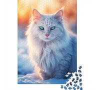 Gatto a Pelo Lungo Puzzle 1000 Pezzi Gioco di Puzzle 1000 Pezzi Cartoncino per Adulti Alba sulla Neve Relax Famiglia Regalo Casa 38x26cm/1000pcs