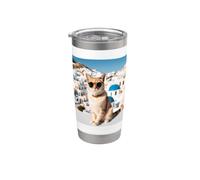 Gatto A Santorini Bicchiere termico in acciaio inox doppia parete