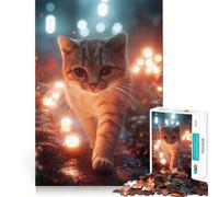 Gatto a strisce in una foresta magica - Puzzle da 1000 pezzi per ragazzi - Gioco di sfida per la mente - Divertimento condiviso - Trazione chiara - Sorpresa calorosa 50x75cm
