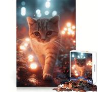 Gatto a strisce in una foresta magica - Puzzle da 1000 pezzi per ragazzi - Gioco di sfida per la mente - Divertimento condiviso - Trazione chiara - Sorpresa calorosa 50x75cm