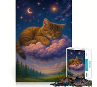 Gatto addormentato su una nuvola, paesaggio onirico, puzzle per adolescenti, 1000 pezzi, gioco di logica, divertimento per tutta la famiglia, bordo premium, 38x52cm