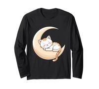 Gatto Addormentato sulla Luna - Arte Notturna Maglia a Manica