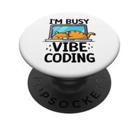 Gatto addormentato Vibe Codifica Divertente Programmatore AI Sviluppatore Umorismo PopSockets PopGrip Adesivo