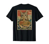 Gatto Affamato Che Mangia Pad Thai Noodles Stile Poster Maglietta