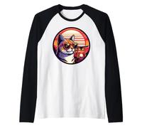 Gatto al Grande Santuario di Inari, Fushimi Giappone Maglia con Maniche Raglan
