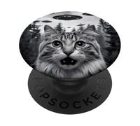 Gatto alieno UFO Foresta Mistero Arte retrò Sci-Fi PopSockets PopGrip Adesivo