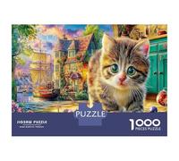 Gatto alla finestra Cartone Spesso 1000 Pezzi Del Puzzle Gioco Di Puzzle Cat & Topo con Enigma Per Lo Stress Relief E Da Viaggio, Un Grande Enigma Del Regalo Di Natale 52x38cm/1000pcs