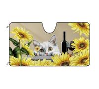 Gatto Angora Turco Fiore Estivo Copri Parabrezza per Car Portabile Parasole Auto Parabrezza Pieghevole Copri Vetro Car Universale per SUV Camion Estate S