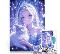 Gatto Angora Turco Principessa Anime Puzzle da 1000 pezzi per adulti Antistress Vacanza in patria Uccidere il tempo Lista dei desideri con Babbo Natale 38x26cm