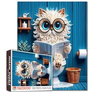 Gatto animale seduto sul water puzzle per adulti 1000 pezzi bagno animali lettura libri puzzle divertente e impegnativo gioco per la famiglia sfida cerebrale gioco educativo 40 x 70 cm