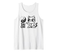 Gatto animato che mostra Tai Chi arti marziali Yin Yang Canotta