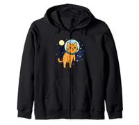 Gatto Arancione Astronauta Spazio Amante Animali Luna Mamma papà Bambini Felpa con Cappuccio