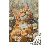 Gatto Arancione Puzzle 1000 Pezzi Carta per Adulti Campo di Margherite Gioco di Puzzle 1000 Pezzi Relax Decorazione Casa 38x26cm/1000pcs