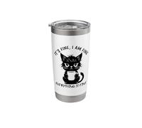 Gatto arrabbiato che beve caffè. Va tutto bene Bicchiere termico in acciaio inox doppia parete