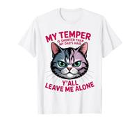 Gatto Arrabbiato Il Mio Carattere è più Corto dei Capelli di Mio Padre Funny Pet Maglietta