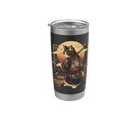 Gatto arte giapponese Ninja Ukiyo-e Anime Style Samurai Cat Bicchiere termico in acciaio inox doppia parete