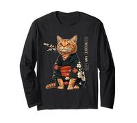 Gatto Arte Giapponese Ninja Ukiyo-e Anime Style Samurai Cat Maglia a Manica