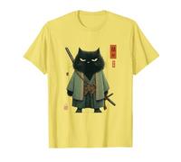 Gatto Arte Giapponese Ninja Ukiyo-e Anime Style Samurai Cat Maglietta