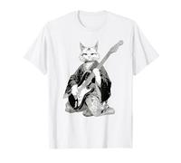 Gatto Arte Giapponese Ninja Ukiyo-e Anime Style Samurai Cat Maglietta