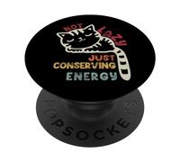 Gatto assonnato non pigro solo per conservare energia PopSockets PopGrip Adesivo