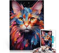 Gatto astratto dai colori vivaci Puzzle 1000 pezzi per adolescenti Vacanza a casa: uccidere il tempo perché è ideale come regalo per tutta la famiglia 38x26cm