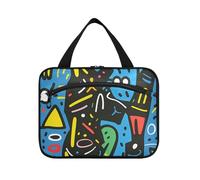 Gatto astratto Hanging Toiletry Borse per Viaggiare con gancio, Designer Pieghevole Kit Bag per gli Uomini per Crociera Viaggio Backpacking maletín para maquillaje L