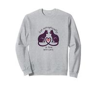 Gatto-astroficamente Innamorato dei Gatti Felpa, Unisex per Adulti, Grigio Melange, L
