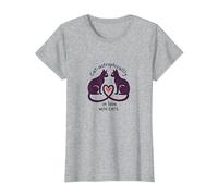 Gatto-astroficamente Innamorato dei Gatti Maglietta, Donna, Grigio Melange, L