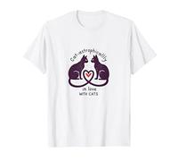 Gatto-astroficamente Innamorato dei Gatti Maglietta, Uomo, Bianco, L