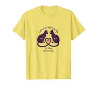 Gatto-astroficamente Innamorato dei Gatti Maglietta, Uomo, Limone, L