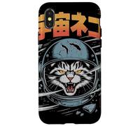 Gatto astronauta arrabbiato che vola attraverso il campo di asteroidi giapponese Custodia per iPhone X/XS