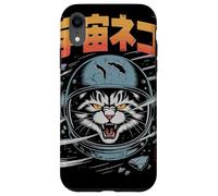 Gatto astronauta arrabbiato che vola attraverso il campo di asteroidi giapponese Custodia per iPhone XR
